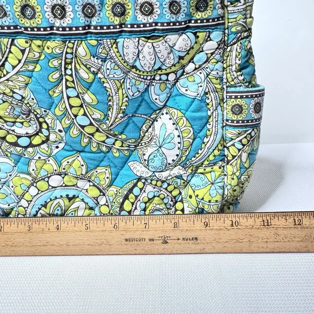 Vera Bradley Peacock Paisley Print Quilted Cinch Drawstring Backpack Bag